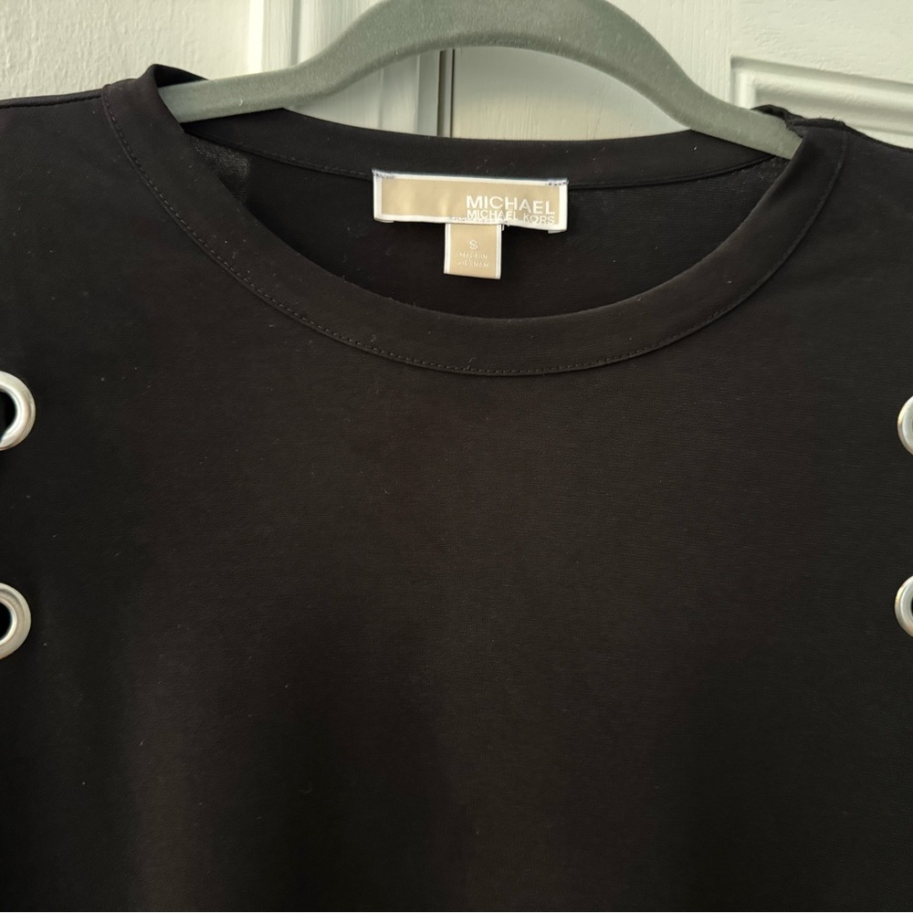 Michael Kors Black Top with Grommet Details